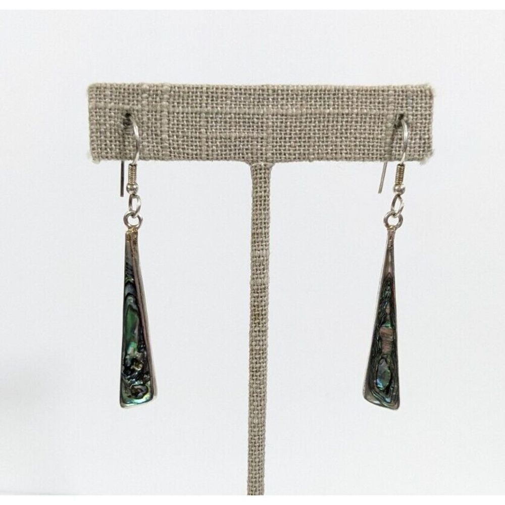 Abalone Long Shell Silver Dangle Earrings - image 3